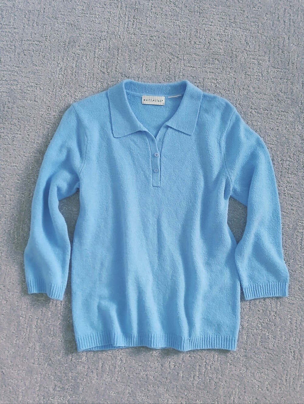 Light Blue Knit Polo Sweater